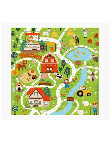 Pictura - Carte puzzle - 15,5 x 15,5 cm - Thème routes du village - 25 pièces - Comprend une carte pliée et une enveloppe blanch