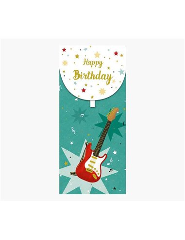 Pictura - Cartes d'argent – ​​Carte cadeau verticale – Thème guitare – 9,6 x 21,3 cm – Emballées individuellement sous cellophan