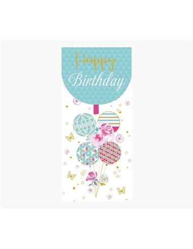 Pictura - Cartes d'argent - Carte cadeau verticale - Thème ballon - 9,6 x 21,3 cm - Emballées individuellement - Enveloppe blanc