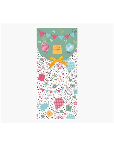 Pictura - Cartes d'argent - Carte cadeau à enveloppe verticale - Thème ballon - 9,6 x 21,3 cm - Emballées individuellement sous 