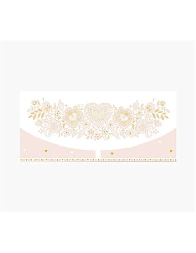 Pictura - Cartes d'argent – ​​Carte cadeau à enveloppe horizontale – Thème cœurs et fleurs – 21,3 x 9,6 cm – Emballées individue