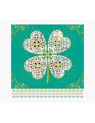 Pictura - Carte Arabesque - 16x16 cm - Thème Trèfle à Quatre Feuilles - Carte à Trois Volets Déballée - Enveloppe Blanche Inclus