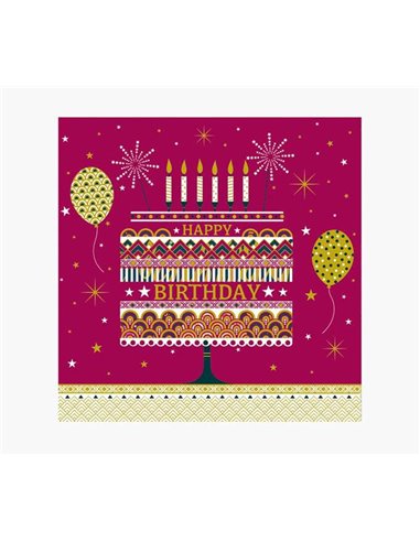 Pictura – Carte Arabesque – 16 x 16 cm – Thème gâteau d'anniversaire – Carte à trois volets non emballée – Comprend une envelopp