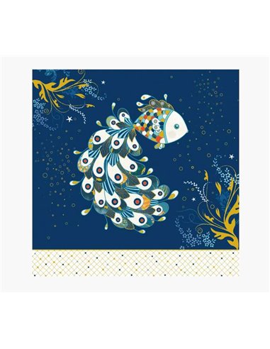 Pictura - Carte Arabesque - 16x16 cm - Thème Poisson - Carte à trois volets sans emballage - Enveloppe blanche incluse - Papier 