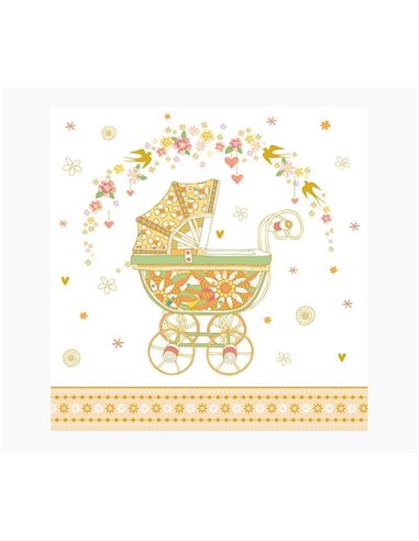 Pictura - Carte Arabesque - 16x16 cm - Thème Naissance - Carte à trois volets sans emballage - Avec enveloppe blanche - Papier c