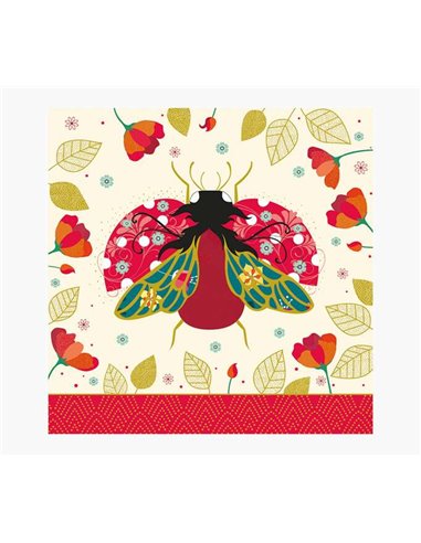 Pictura - Carte Arabesque - 16x16 cm - Thème Coccinelles - Carte à trois volets non emballée - Enveloppe blanche incluse - Papie