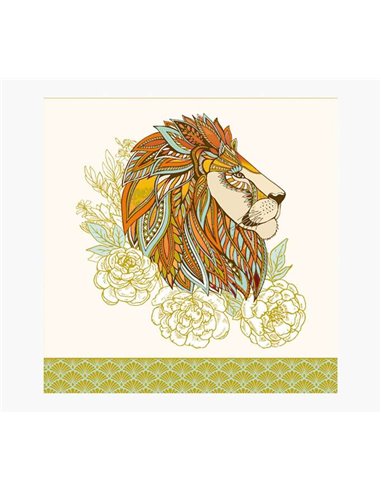 Pictura - Carte Arabesque - 16x16cm - Thème Lion - Carte à trois volets - Enveloppe blanche incluse - Papier certifié FSC