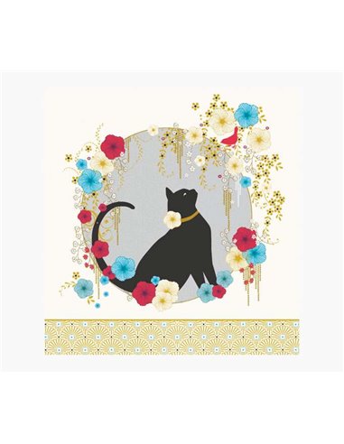 Pictura - Carte Arabesque - 16x16 cm - Thème Chat Noir - Carte à trois volets non emballée - Enveloppe blanche incluse - Papier 