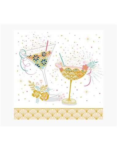 Pictura - Carte Arabesque - 16x16 cm - Thème Verres à Cocktail - Carte à Trois Volets - Comprend Enveloppe Blanche - Papier Cert