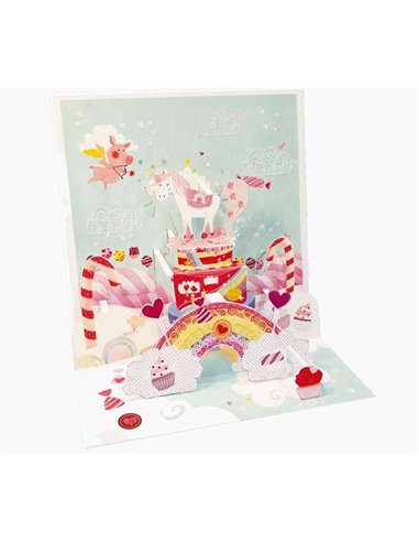 Pictura - Carte Pop-Up 3D Licorne - 16x16 cm - Thème Licorne - Emballée individuellement - Enveloppe blanche incluse - Papier ce