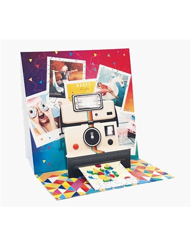 Pictura - Carte pop-up 3D Polaroid - 16 x 16 cm - Thème Polaroid - Emballée individuellement - Avec enveloppe blanche - Papier c