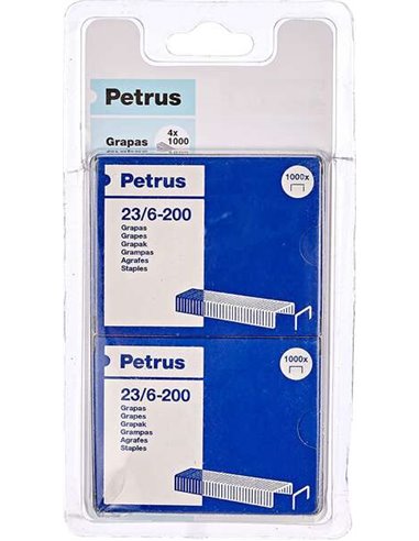 Petrus - Pack de 4 Boites de 1000 Agrafes 23/6-200 Cuivre - Jusqu'à 20 Feuilles - Broche 6mm