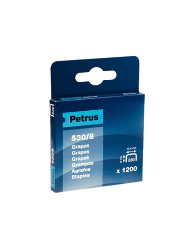 Petrus - Agrafes Cuivre 530/8 pour Cloueur - Boite de 1200 Agrafes - Goupille 8mm