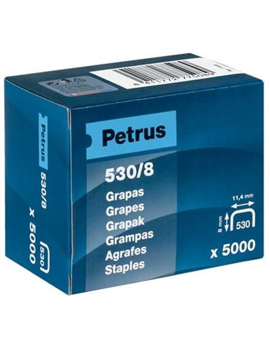 Petrus - Boite de 5000 Agrafes Cuivre 530/8 pour Cloueur - Axe 8mm