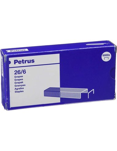 Petrus - Boîte de 5000 agrafes en cuivre 26/6 - Jusqu'à 30 feuilles - Broche 6 mm