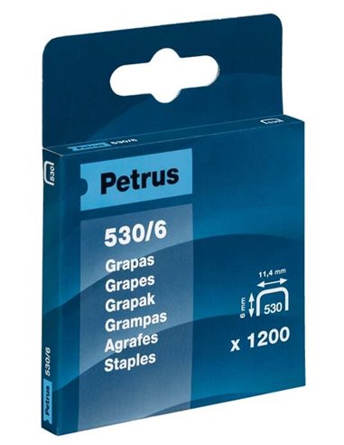 Petrus - Boite de 1200 Agrafes Cuivre 530/6 pour Cloueur - Axe 6mm