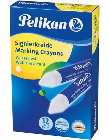 Pelikan - Paquet de 12 crayons de marquage - Résistant à l'eau - Facile à effacer - Idéal pour surligner du texte - Couleur blan