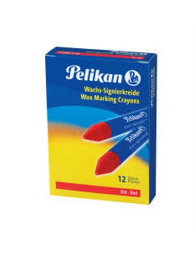 Pelikan - Pack de 12 Cires de Marquage - Pointe Résistante - Idéale pour Surligner des Textes - Couleur Rouge