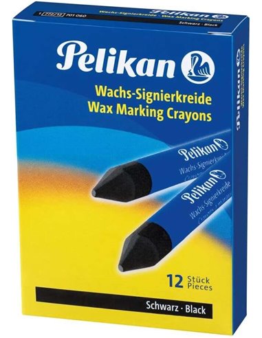 Pelikan - Pack de 12 Cires de Marquage - Pointe Résistante - Idéale pour Surligner des Textes - Coloris Noir