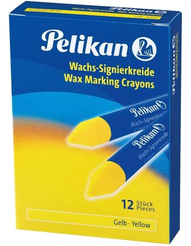 Pelikan - Pack de 12 Cires de Marquage - Pointe Résistante - Idéale pour Surligner des Textes - Couleur Jaune