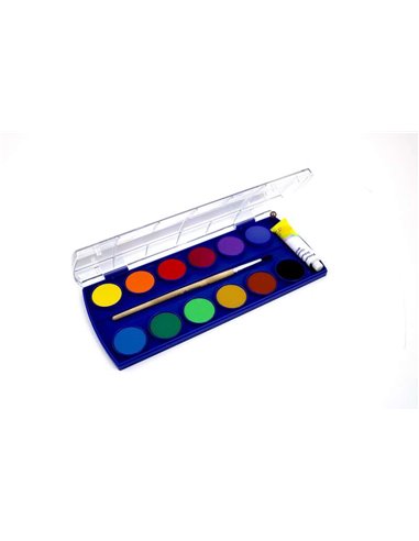 Pelikan - Aquarelles Scolaires - 12 Couleurs - Aquarelle Scolaire F355 - Boîte de 12 Couleurs + 1 Pinceau - Facile à diluer - Ré