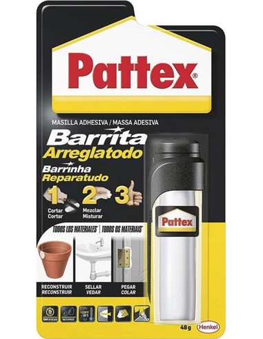 Pattex - Fixer Bar Bl 48gr - Moulable pour réparer et sceller les trous et les fissures - Idéal pour les installations. Dépôts. 