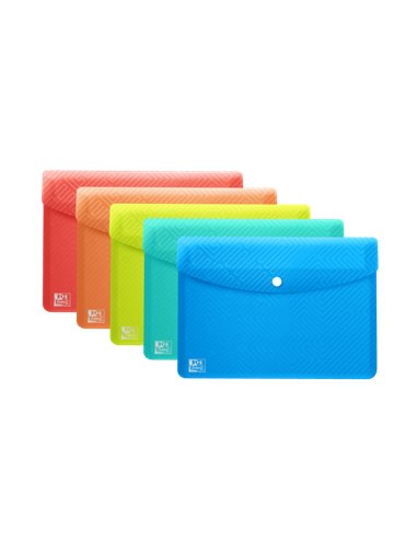 Oxford - Classeur Urban A6 en plastique rigide translucide - Enveloppe avec clip - Format A6 - Couleurs assorties