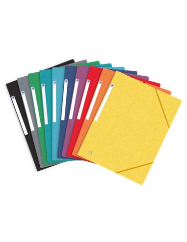 Oxford - Top File+ A4+ Dossier Caoutchouc - Couverture Souple - 3 Rabats - Dos 20mm - Couleurs Assorties