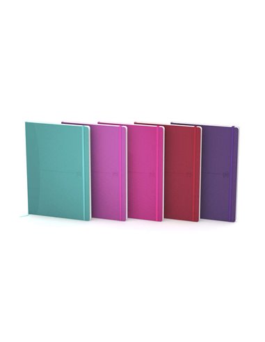 Oxford - Carnet cousu Signature A5 - Couverture en caoutchouc souple - 80 feuilles unies - Couleurs assorties