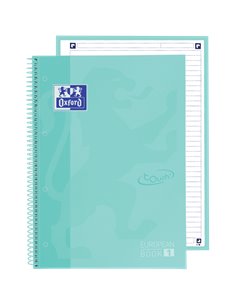 Oxford - School Touch Europeanbook 1 A4+ Couverture Extra Rigide - 1 Ligne - 80 Feuilles - Couleur Menthe Glacée