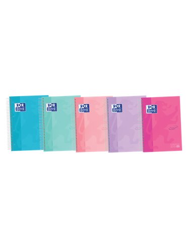 Oxford - School Touch A5+ Europeanbook - Couverture Extra Rigide Résistante - 120 Feuilles 5 Couleurs - Taille A5+