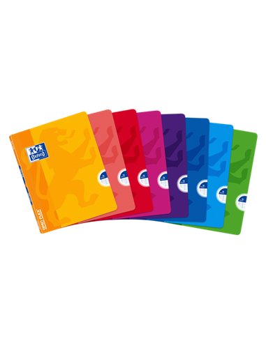 Oxford - Carnet agrafé School Openflex A5+ - Couverture plastique résistante - Règle 3.5 avec marge - 48 feuilles - Couleurs ass