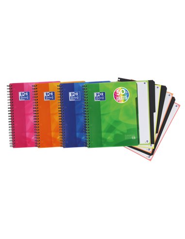 Oxford - School Lagoon A4+ Europeanbook 4 - Couverture en plastique robuste - Comprend des intercalaires 5x5 - 120 feuilles de p