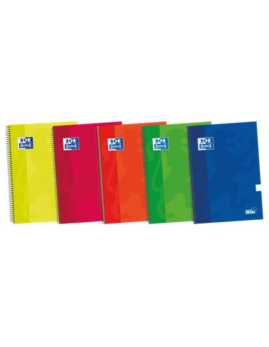 Oxford - Carnet à spirales School Classic Write&Erase Fº - Couverture extra rigide - Règle de 2,5 mm avec marge - 80 feuilles - 