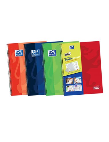 Oxford - School Classic Write&Erase A4+ Europeanbook - Couverture Extra Rigide - 1 Ligne 2M - 100 Feuilles - Couleurs Assorties