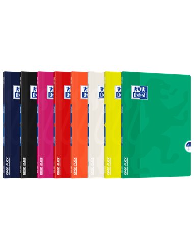 Oxford - School Classic Openflex A4 - Couverture en plastique robuste - Carnet agrafé 5x5 avec marge - 48 feuilles de papier de 