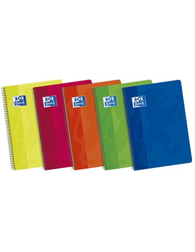 Oxford - Carnet à spirales School Classic Fº Couverture souple 4x4 - 80 feuilles - Couleurs vives - Marge 4x4 - Idéal pour les é