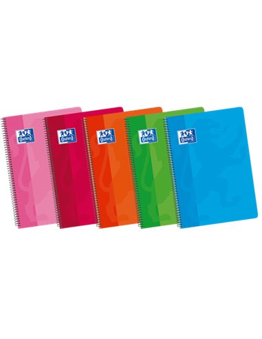 Oxford - Carnet à Spirale School Classic Fº Couverture Souple - 80 Feuilles - Taille Fº - Couleurs Assorties