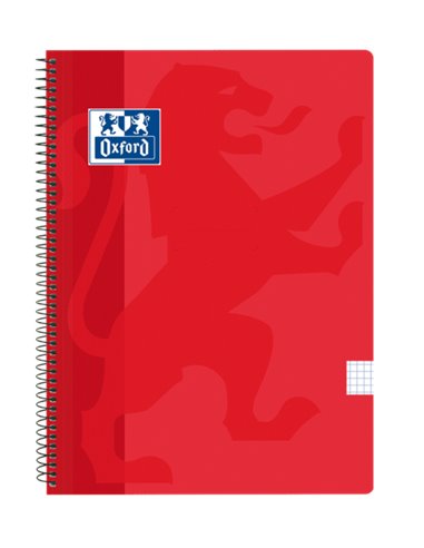 Oxford - Carnet à spirale classique scolaire avec couverture en plastique Folio 4x4 - 80 feuilles - Couverture en plastique - Co