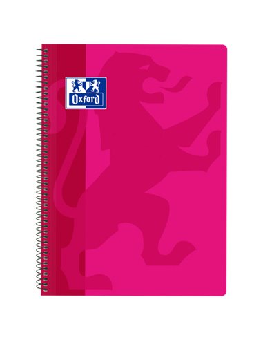 Oxford - Carnet à spirales School Classic Couverture Plastique Folio 4x4 - 80 Feuilles - Marge - Idéal pour les étudiants - Coul