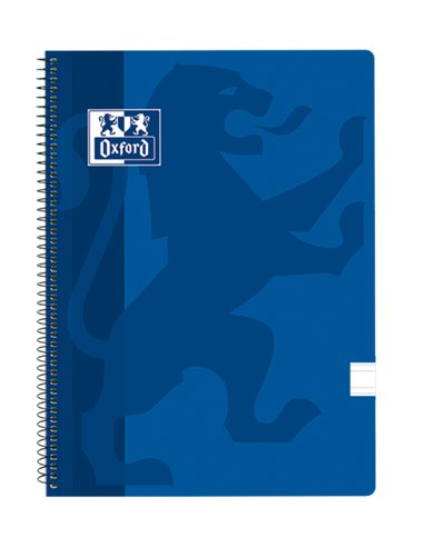 Oxford - Carnet à spirale classique avec couverture en plastique - Règle 3.5 avec marge - 80 feuilles - Couleur bleu marine