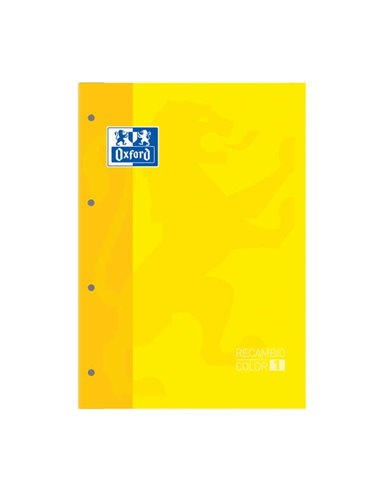 Oxford - Carnet de Rechange School Classic A4 - Couverture Souple - Collé - 80 Feuilles - Grille 5x5 - Couleur Jaune