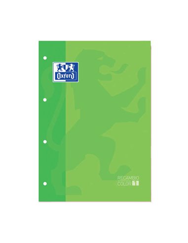 Oxford - Carnet de remplacement School Classic - Format A4 - Couverture souple - Collé - Grille 5x5 - 80 feuilles - Couleur vert