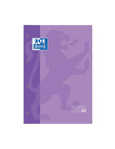 Oxford - Carnet de Rechange School Classic - Format A4 - Couverture Souple - Collé - Grille 5x5 - 80 Feuilles - Couleur Mauve