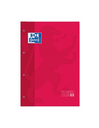 Oxford - Carnet de Rechange School Classic - Format A4 - Couverture Souple - Collé - 80 Feuilles - Grille 5x5 - Couleur Rouge