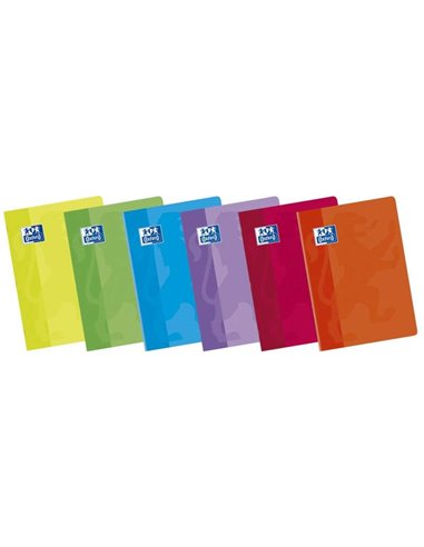 Oxford - Carnet agrafé School Classic A5+ à couverture souple - Règle 2.5 avec marge - 48 feuilles - Couleurs assorties