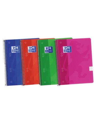 Oxford - School Classic A5+ Europeanbook Spiralflex - Couverture plastique résistante - 1 ligne par page - 50 feuilles - Couleur