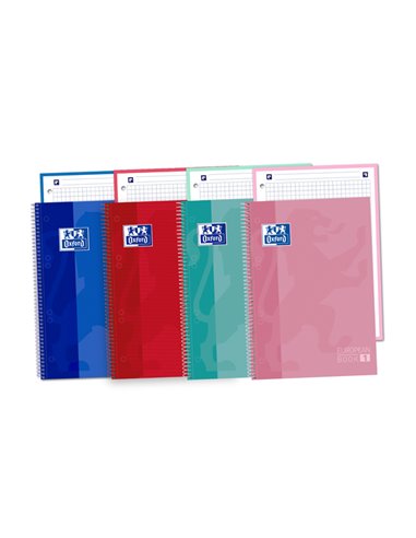 Oxford - School Classic A5+ Europeanbook - Couverture Extra Rigide Résistante - Carnet de 80 Feuilles - Couleurs Assorties