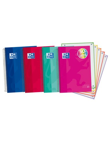 Oxford - School Classic A4+ Europeanbook - Couverture Extra Rigide - 5 Uni - 120 Feuilles - Couleurs Assorties