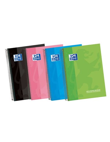 Oxford - School Classic A4+ Europeanbook - Couverture Extra Rigide - 4 Multidisciplines - Ligné et 5x5 - 100 Feuilles Assorties